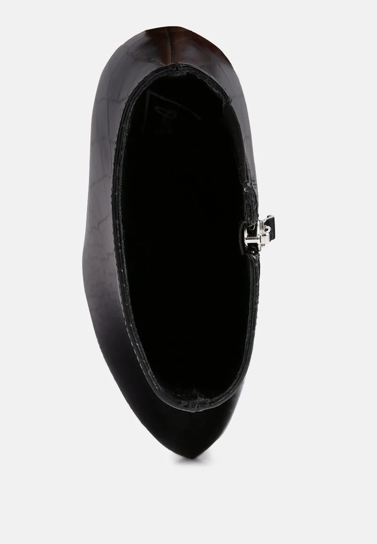 Orion High Heeled Croc Ankle Boot By Ruw
