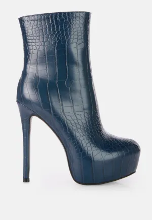 Orion High Heeled Croc Ankle Boot By Ruw
