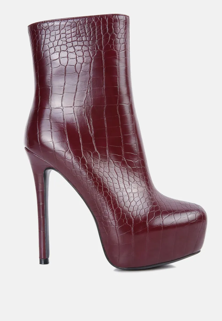 Orion High Heeled Croc Ankle Boot By Ruw