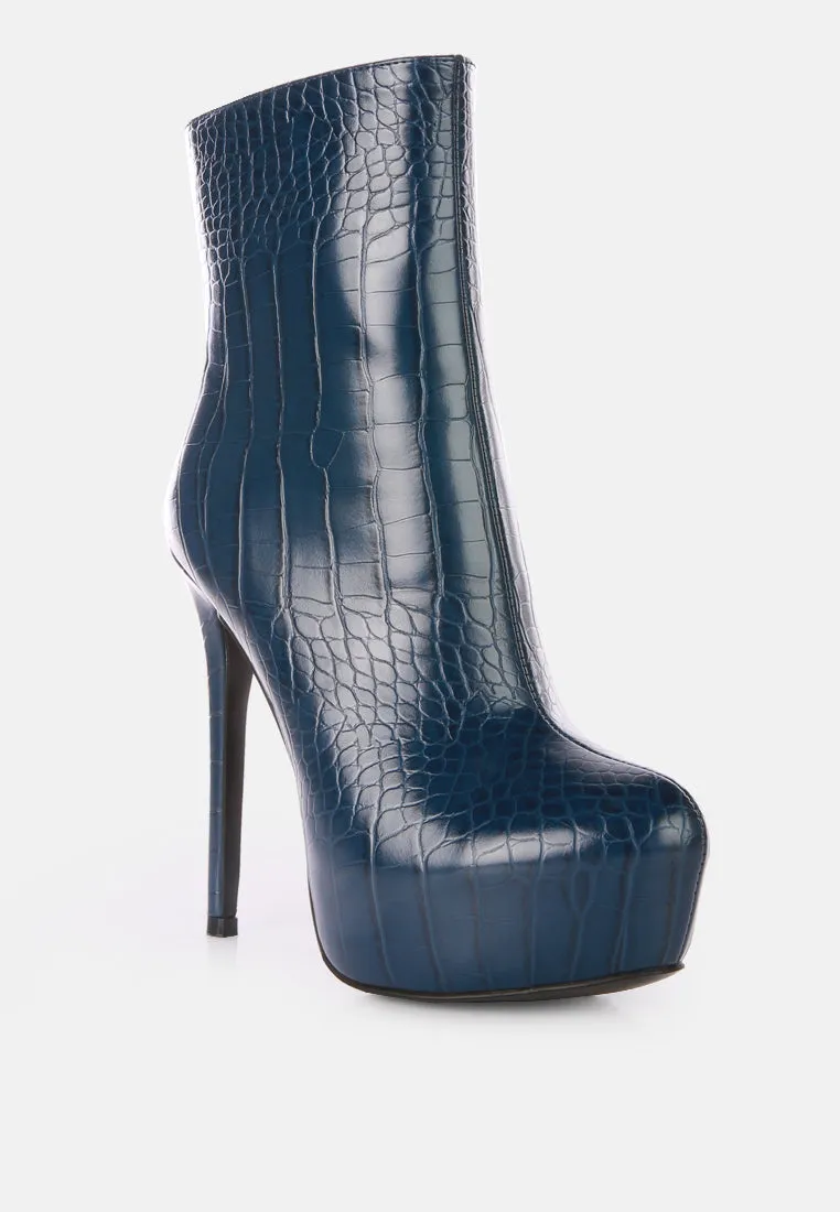 Orion High Heeled Croc Ankle Boot By Ruw