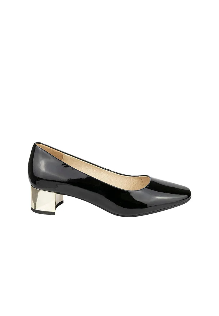 PANDORA Women's Square Toe Block Heel Midnight Patent