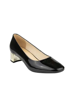 PANDORA Women's Square Toe Block Heel Midnight Patent