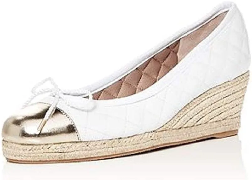 Paul Mayer Women's Just Quilted Espadrille Wedge Pumps WHITE 5.5M