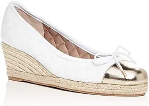 Paul Mayer Women's Just Quilted Espadrille Wedge Pumps WHITE 5.5M