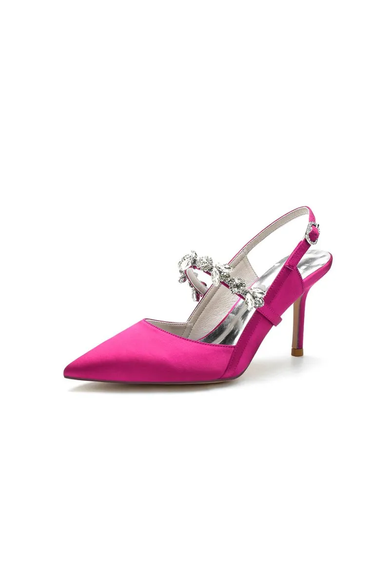 Pointed Toe Stiletto Heels with Rhinestone Strap
