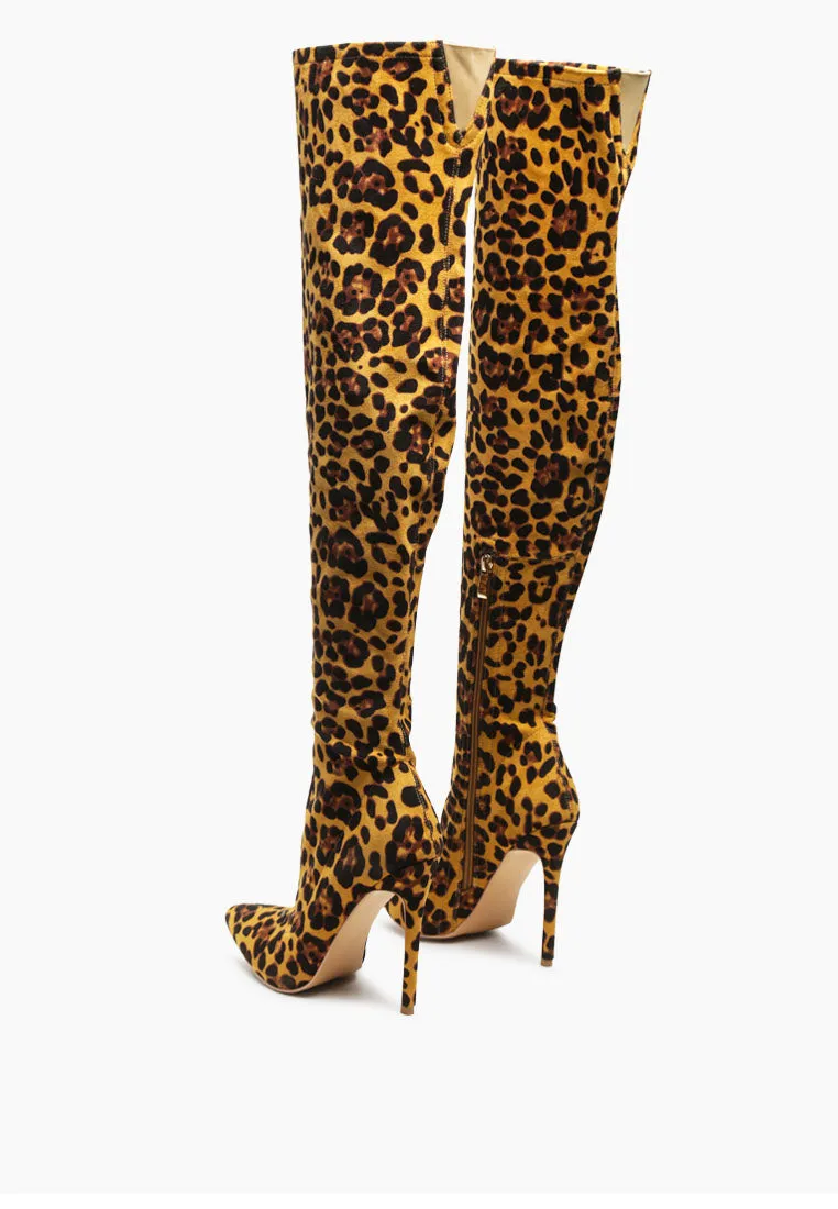 Pokey Suede Over The Knee Block Heeled Boots By Ruw