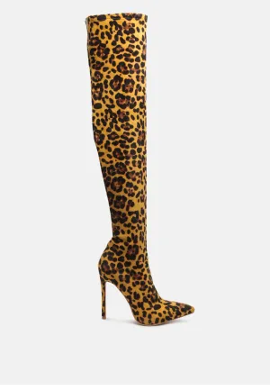 Pokey Suede Over The Knee Block Heeled Boots By Ruw
