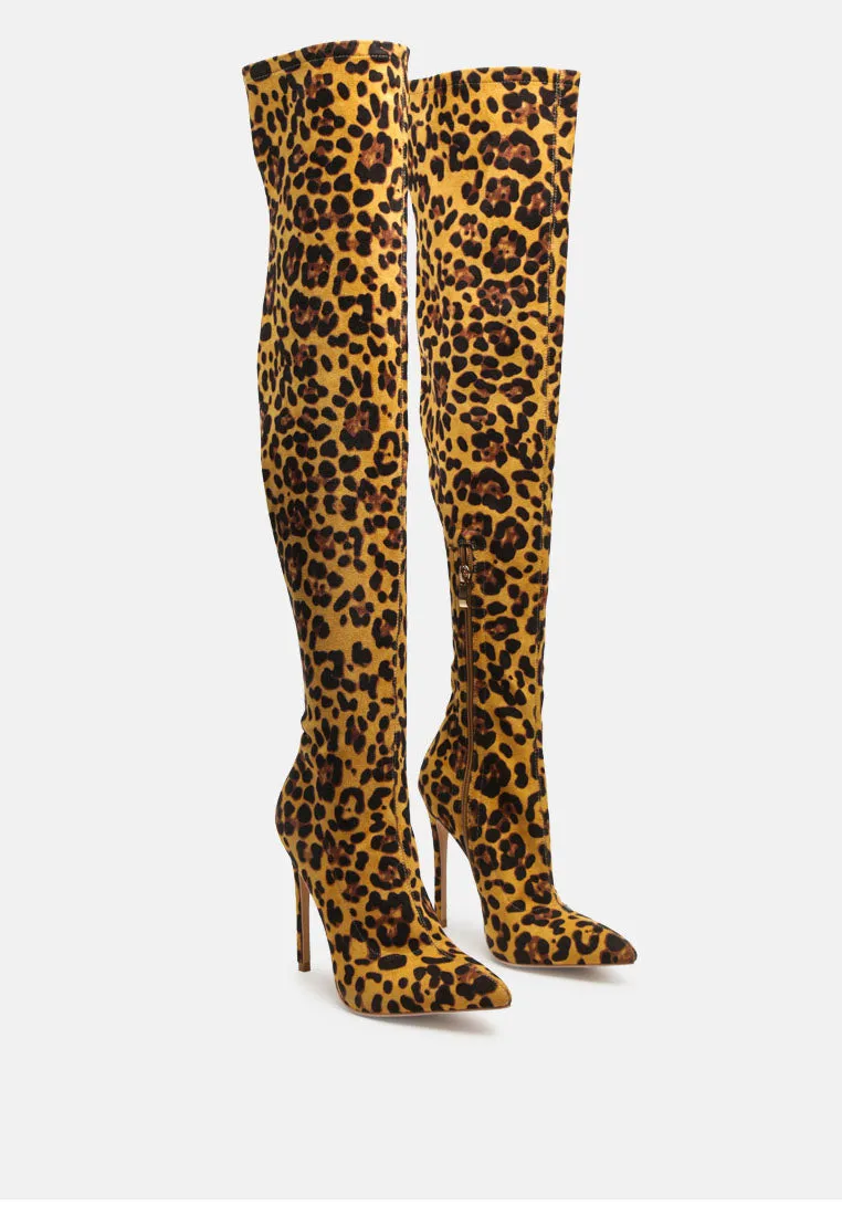 Pokey Suede Over The Knee Block Heeled Boots By Ruw