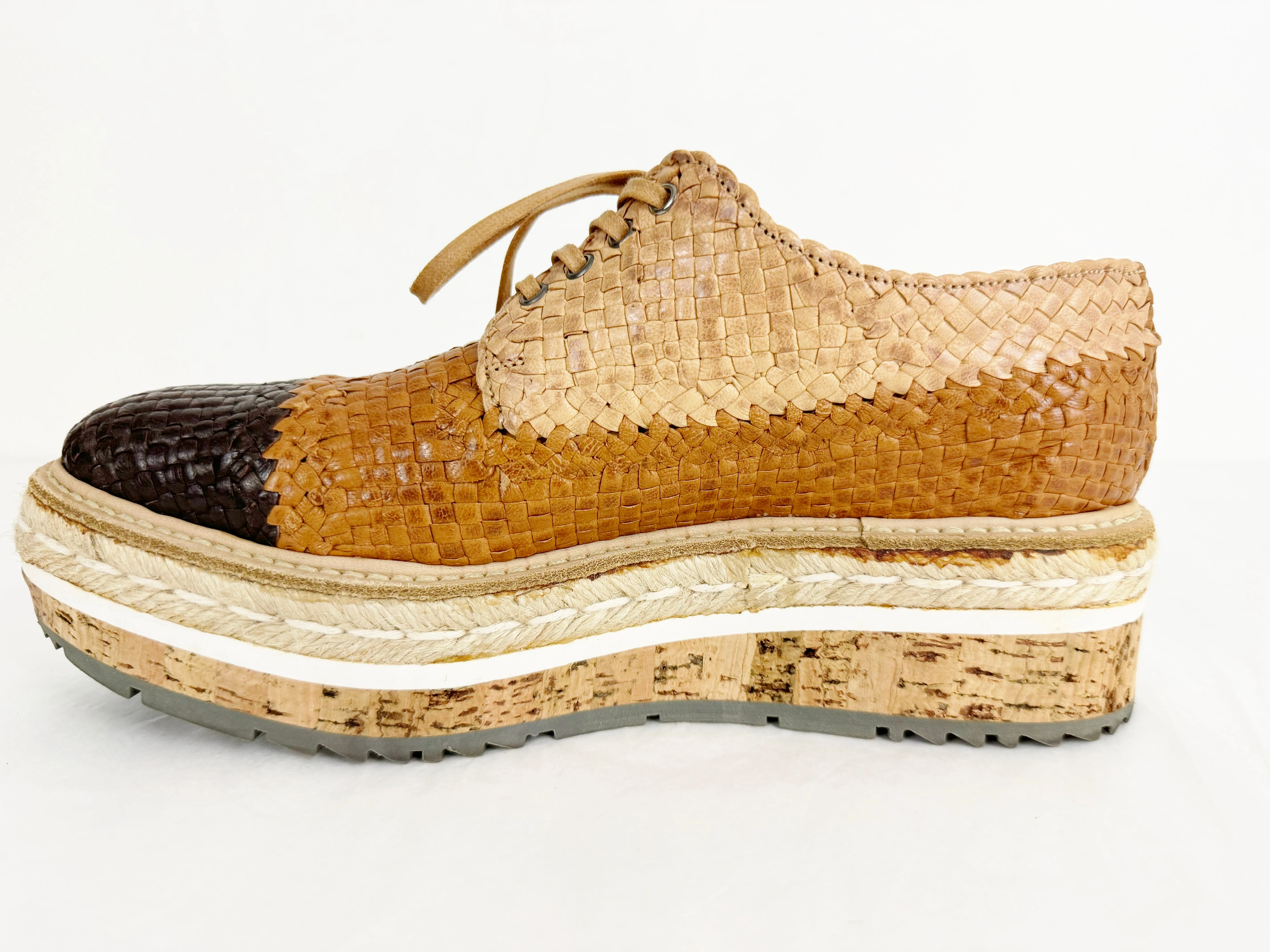 Prada Leather Woven Espadrille Size 7