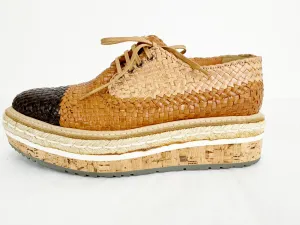Prada Leather Woven Espadrille Size 7