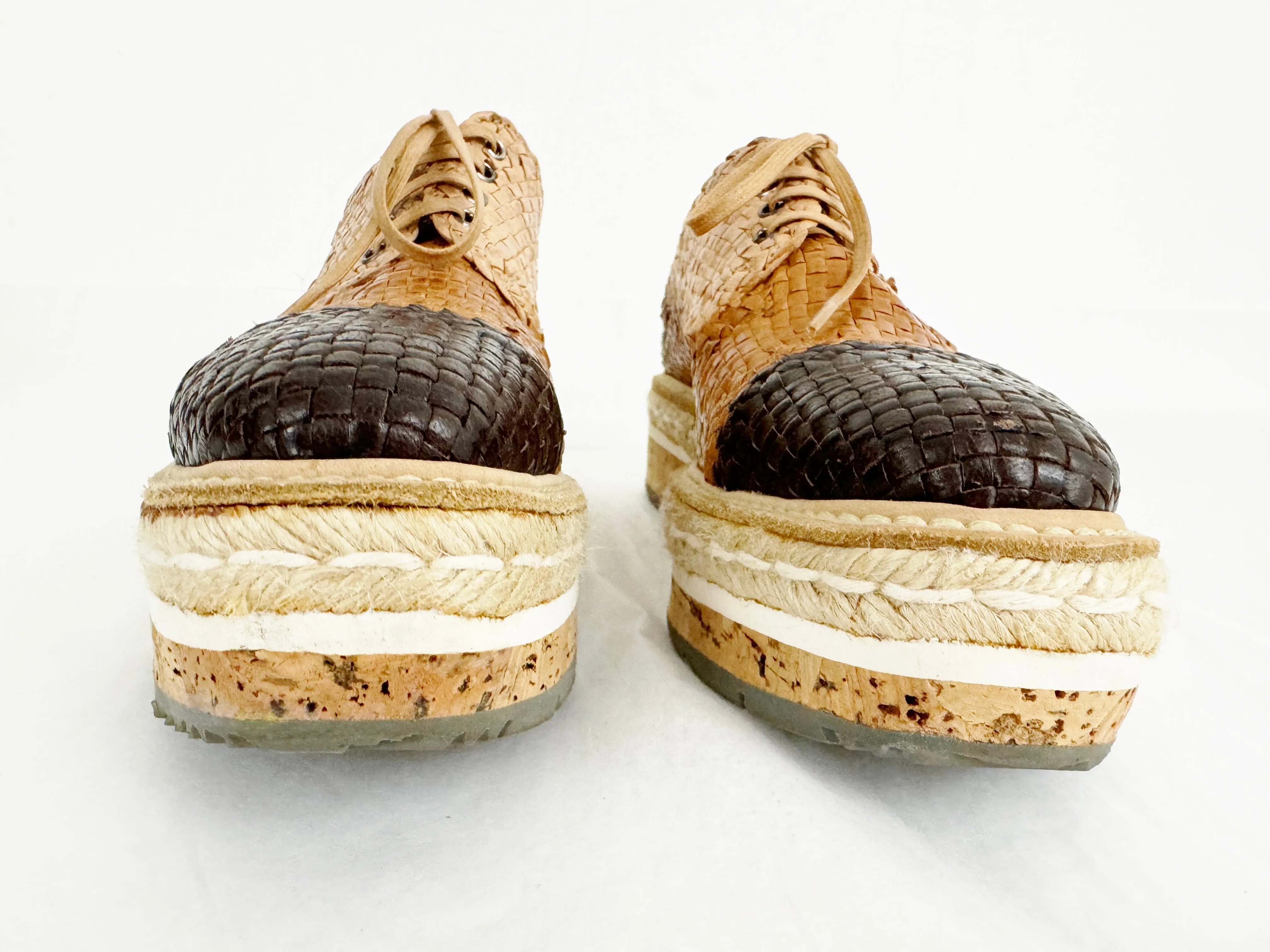 Prada Leather Woven Espadrille Size 7
