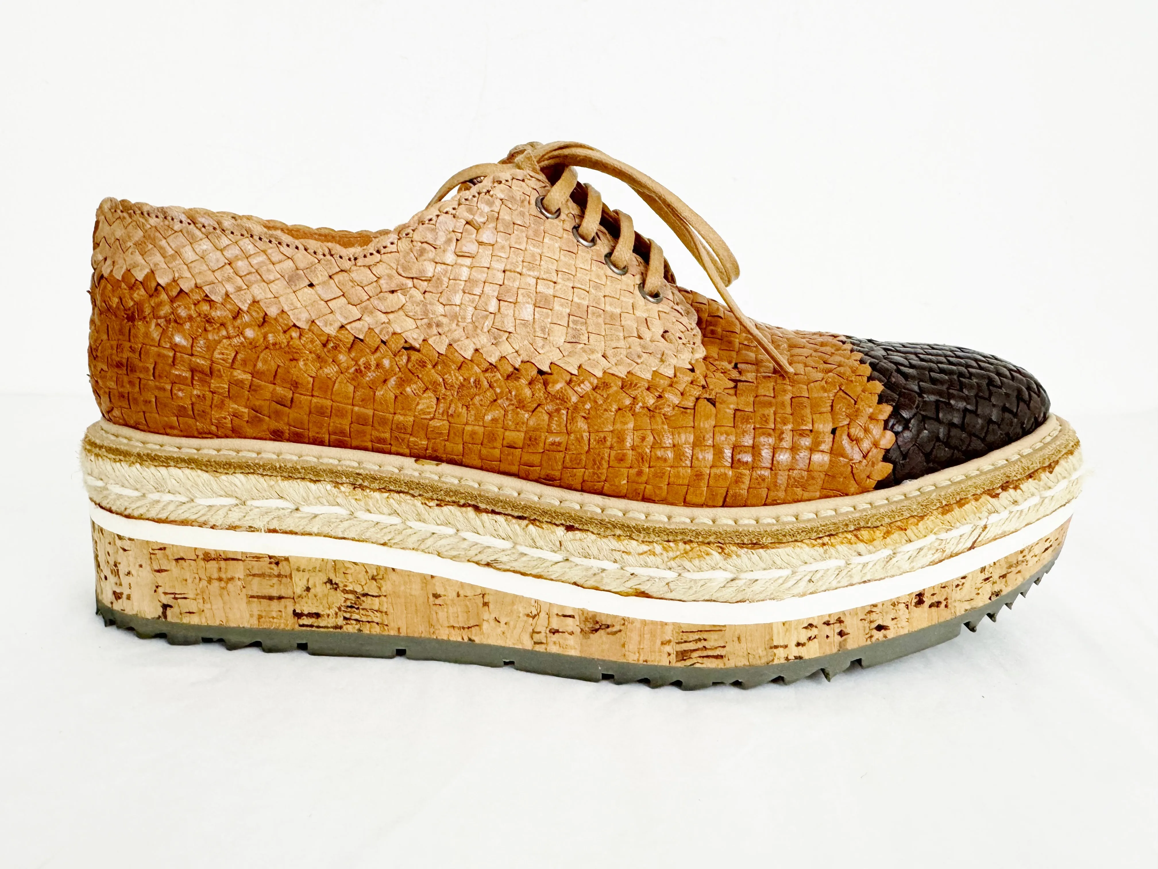 Prada Leather Woven Espadrille Size 7