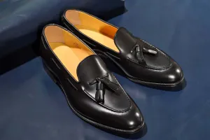 “Raffy” Tasseled Loafer, Black Dress Shoes, Goodyear welted, US size 5 1/2 ~ 10
