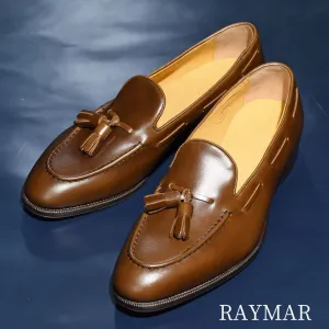 “Raffy” Tasseled Loafer, Brown Dress Shoes, Goodyear welted, US size 5 1/2 ~ 10