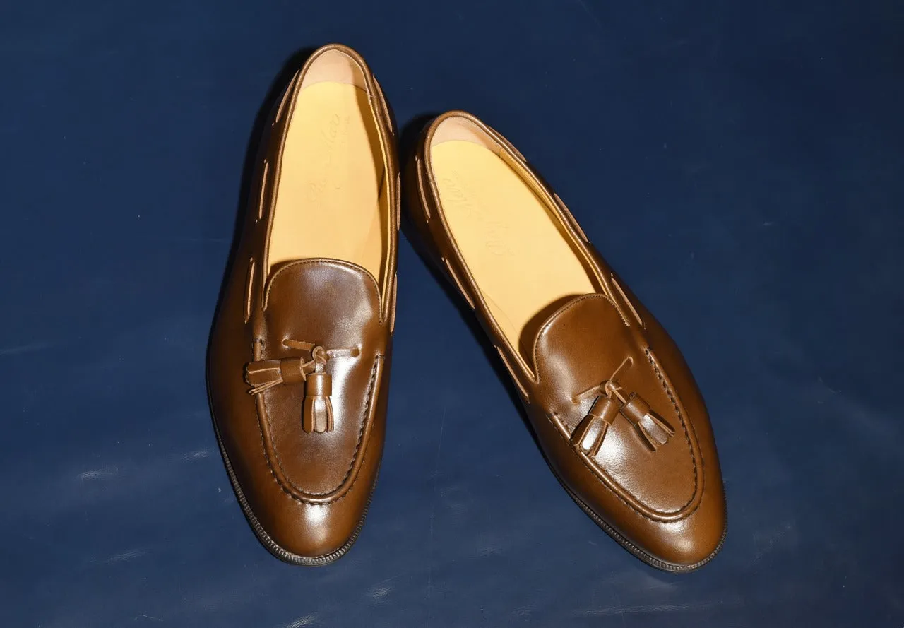 “Raffy” Tasseled Loafer, Brown Dress Shoes, Goodyear welted, US size 5 1/2 ~ 10