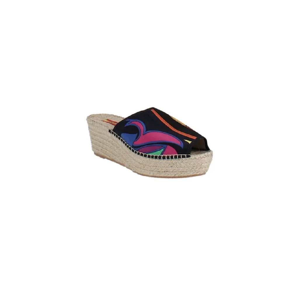 Respoke Women's SALMA Wedge Espadrilles Slide Sandals Black 35/5