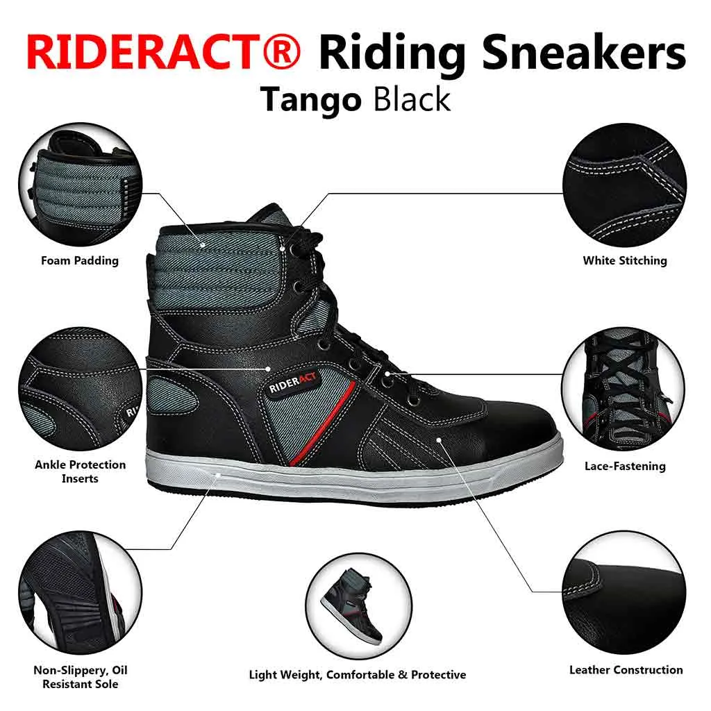 RIDERACT® Men’s Black Sneakers Motorbike Boots Tango Urban Style