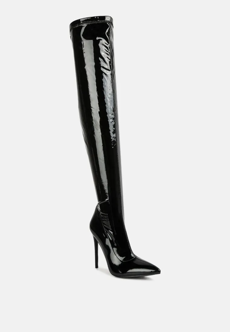 Riggle Long Patent Pu High Heel Boots By Ruw