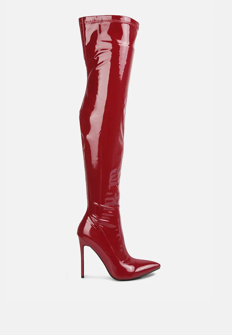 Riggle Long Patent Pu High Heel Boots By Ruw