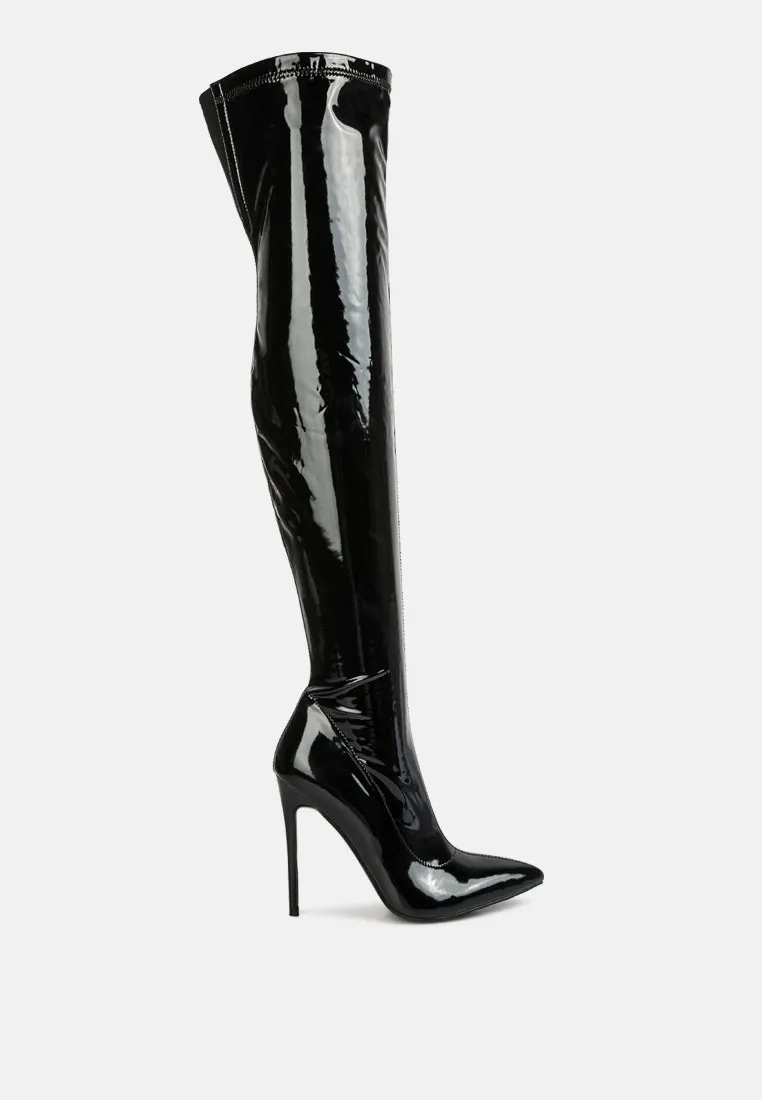 Riggle Long Patent Pu High Heel Boots By Ruw
