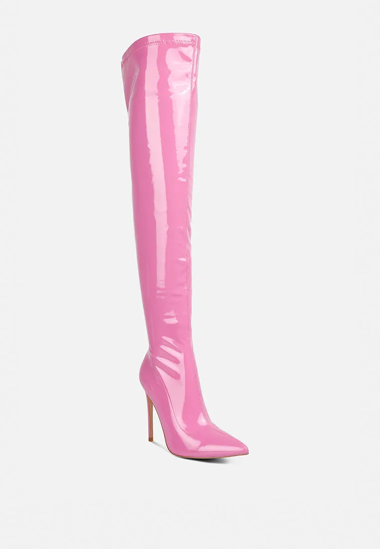 Riggle Long Patent Pu High Heel Boots By Ruw