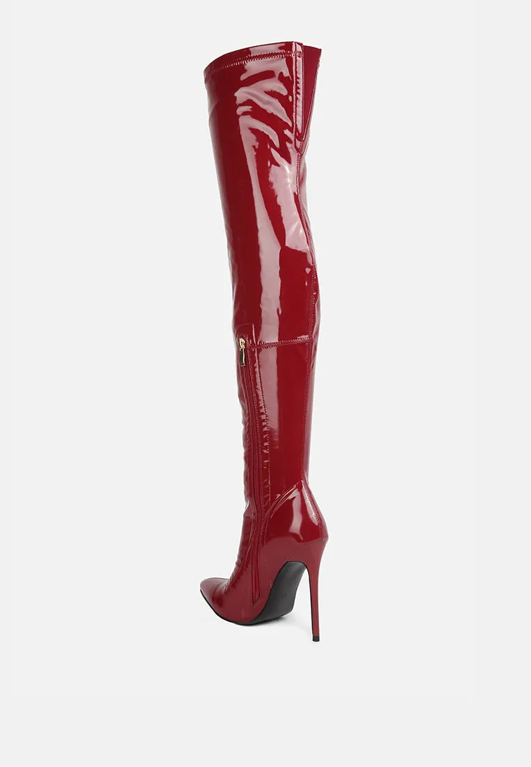Riggle Long Patent Pu High Heel Boots By Ruw