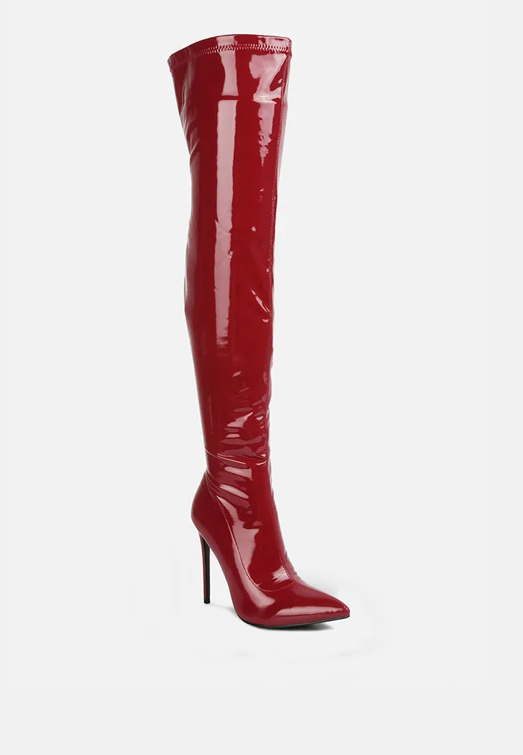 Riggle Long Patent Pu High Heel Boots By Ruw