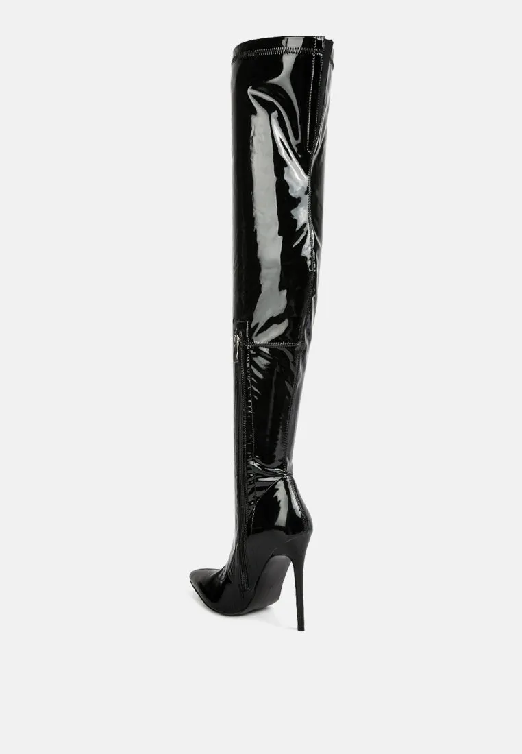 Riggle Long Patent Pu High Heel Boots By Ruw