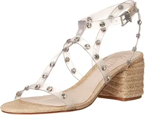 SCHUTZ Women's Flat Sandals, Transparente/Almond Buff, 8.5