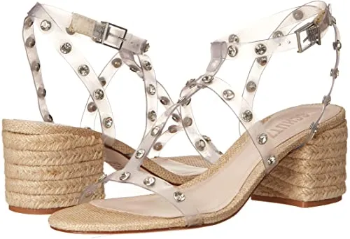 SCHUTZ Women's Flat Sandals, Transparente/Almond Buff, 8.5