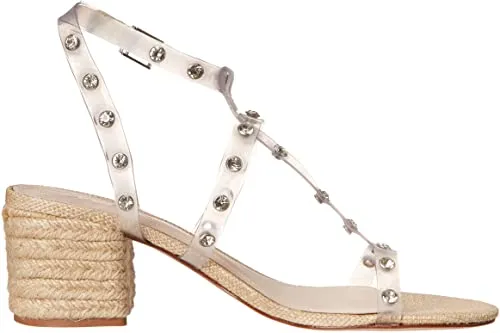 SCHUTZ Women's Flat Sandals, Transparente/Almond Buff, 8.5