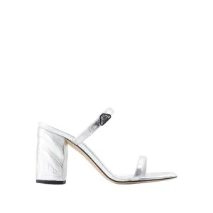 Seal Heeled Sandals - Leather - Silver