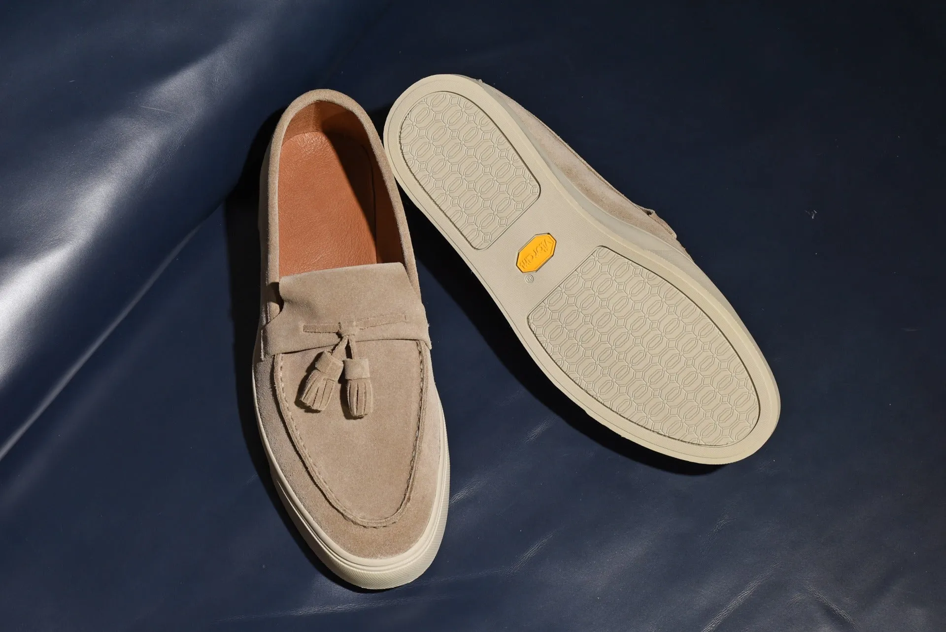 “Sirius” Tasseled Loafer, Beige Comfort Shoes, Vibram Cup Sole, US size 5 1/2 ~ 10