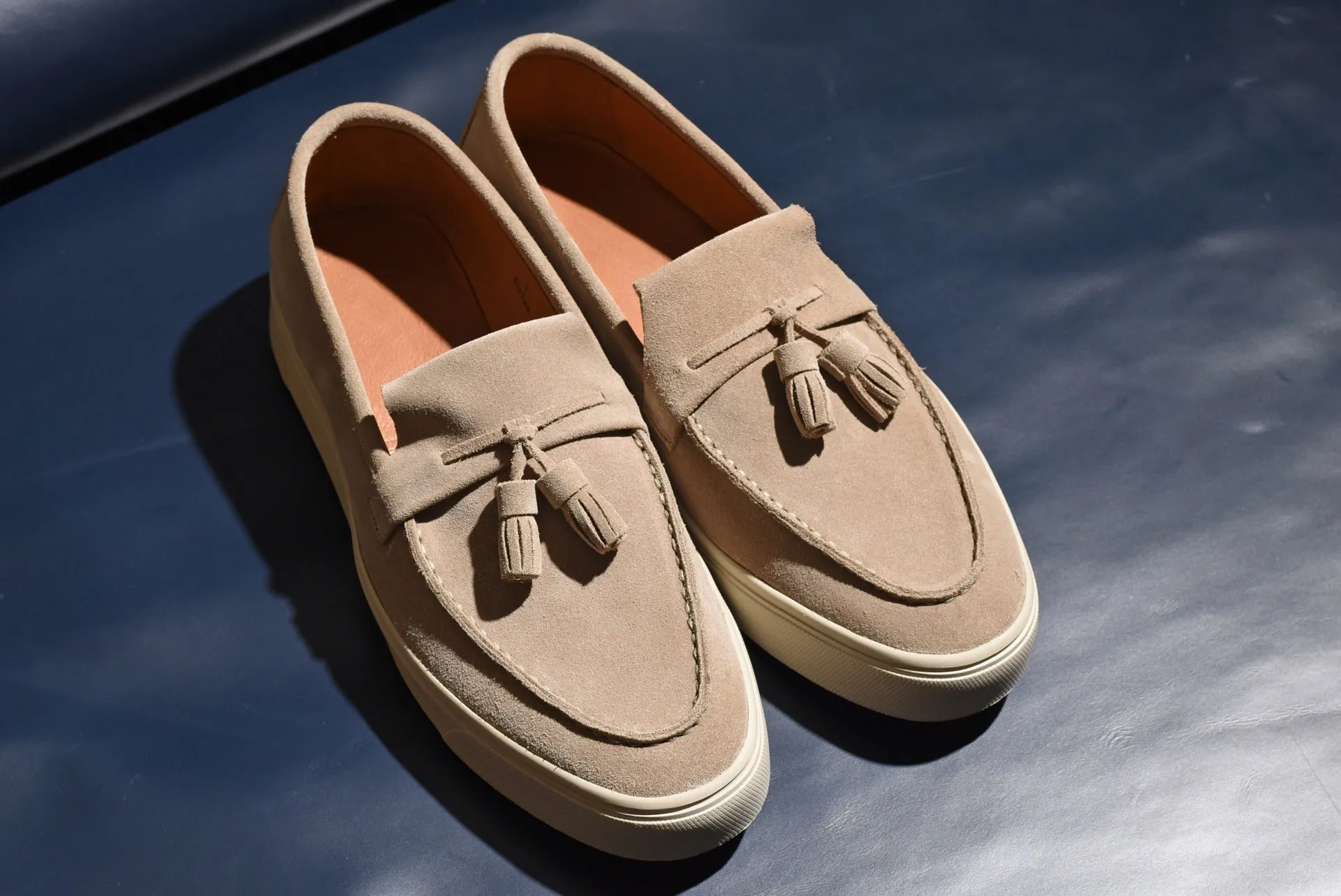 “Sirius” Tasseled Loafer, Beige Comfort Shoes, Vibram Cup Sole, US size 5 1/2 ~ 10