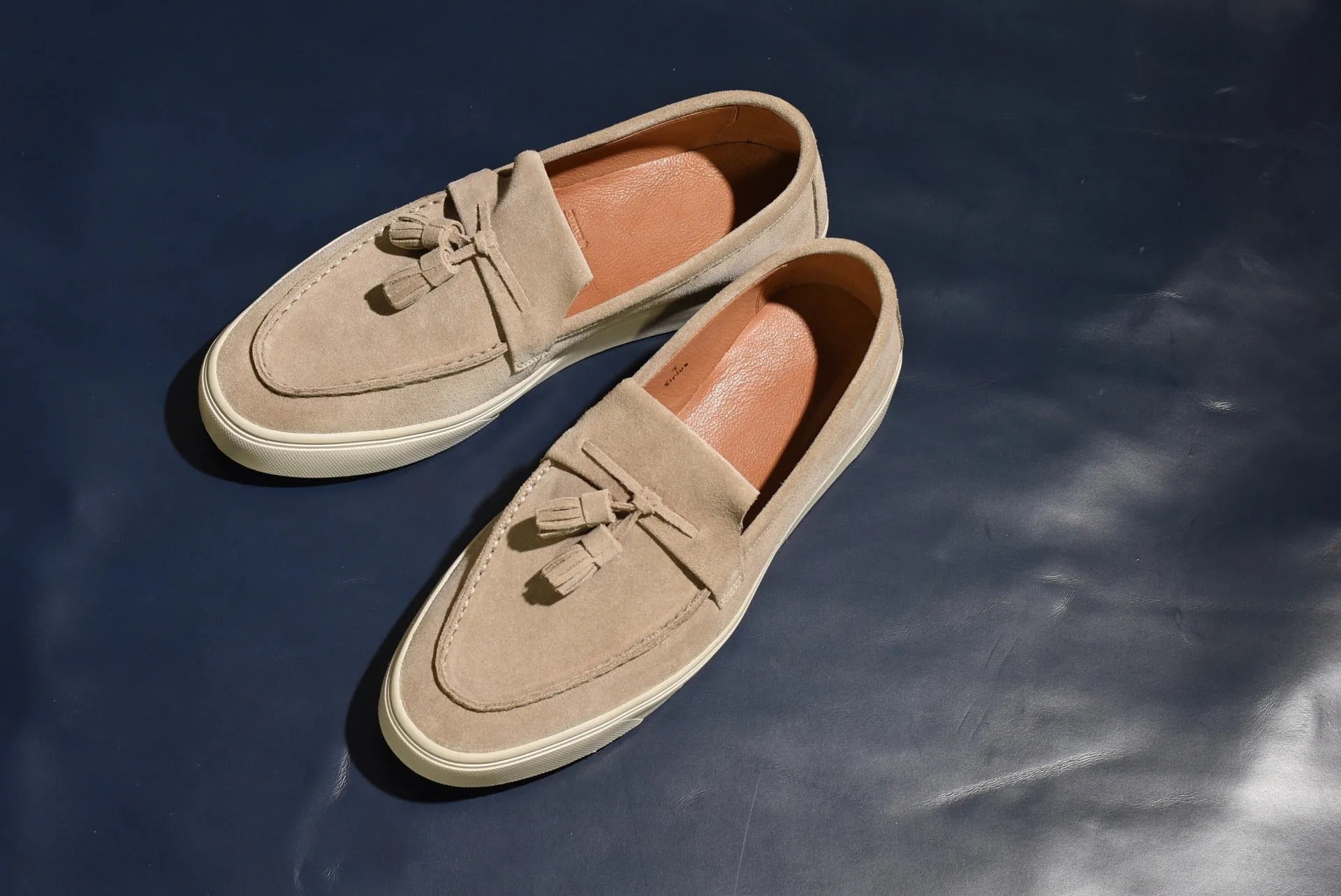 “Sirius” Tasseled Loafer, Beige Comfort Shoes, Vibram Cup Sole, US size 5 1/2 ~ 10