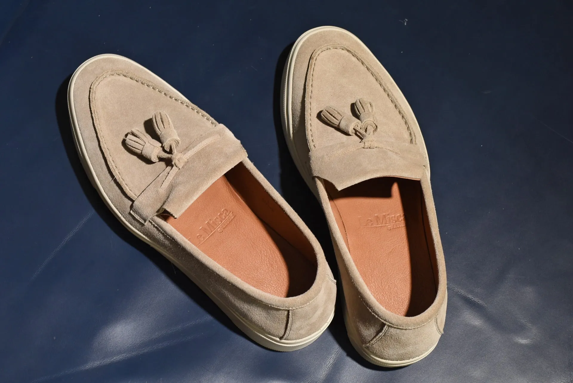 “Sirius” Tasseled Loafer, Beige Comfort Shoes, Vibram Cup Sole, US size 5 1/2 ~ 10