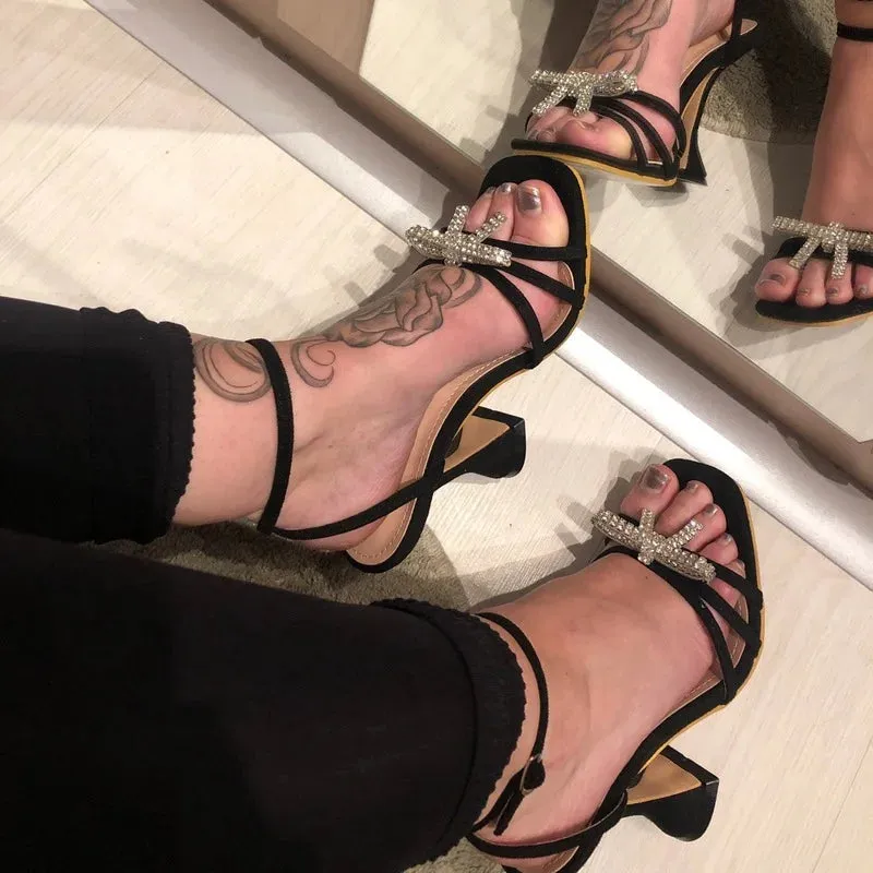 Slingback Rhinestone High Heels