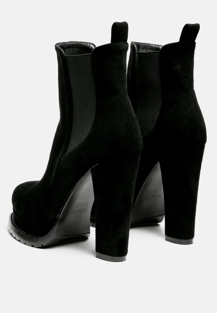 Spire Suede Block Heeled Boots By Ruw