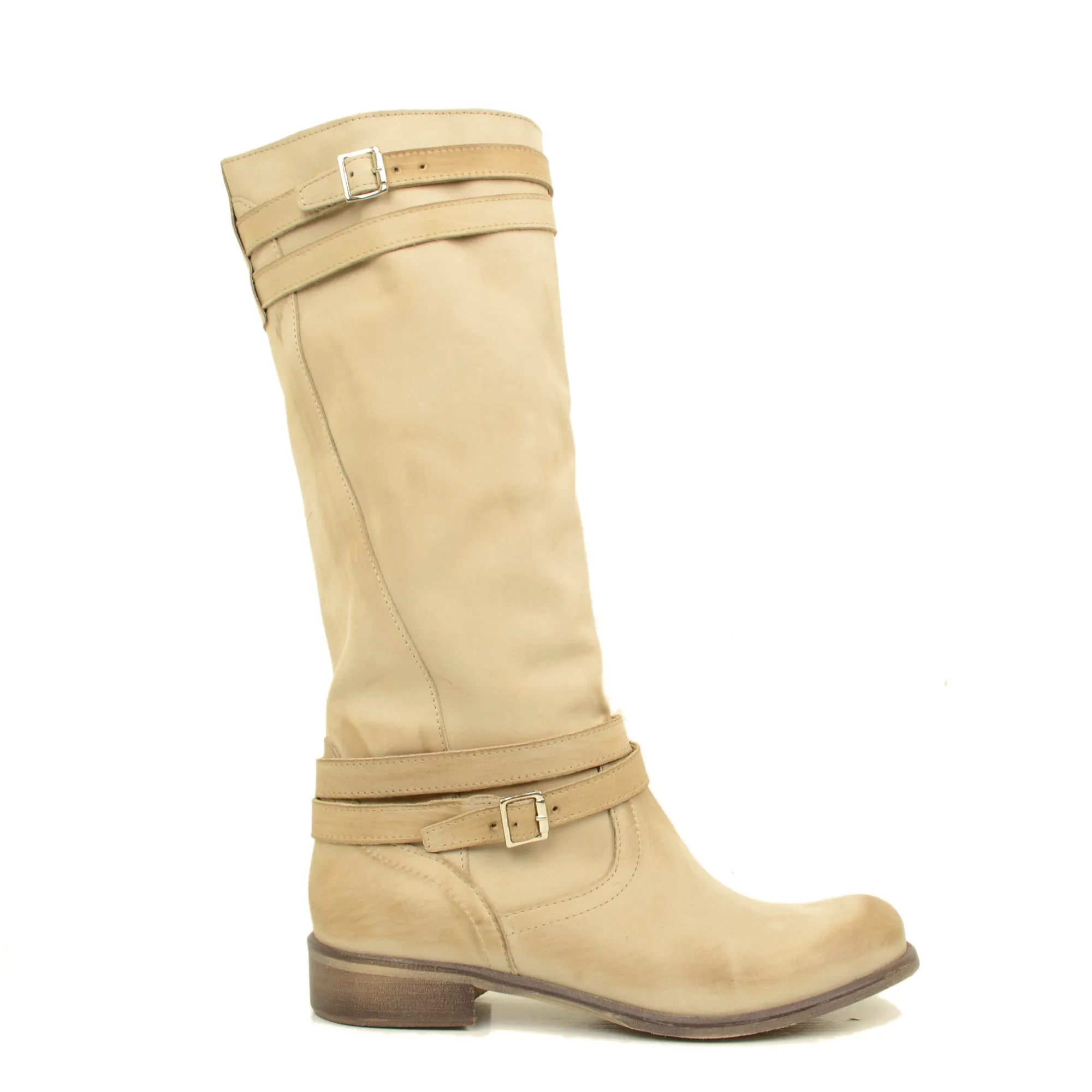 Stivali Donna Camperos Alti in Pelle Vintage Sfumata Taupe