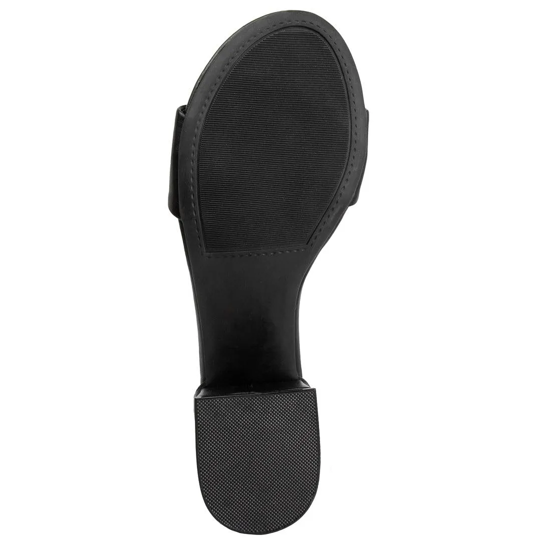 Sugar Women's Low Two Piece Block Heel Dress Shoe Ladies Ankle Strap Pump Sandal-Noelle-Black Smooth-6