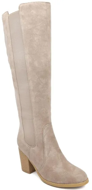 Sugar Women's Riding Boots Heeled Knee High Boot with Tall Shaft- Willetta Taupe Oil Fabric-7.5