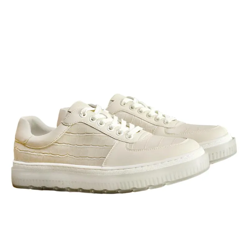 TNV Casual Leather Shoes Genuine Leather Thick Bottom Sneakers Laces Up  Breathable DS3337