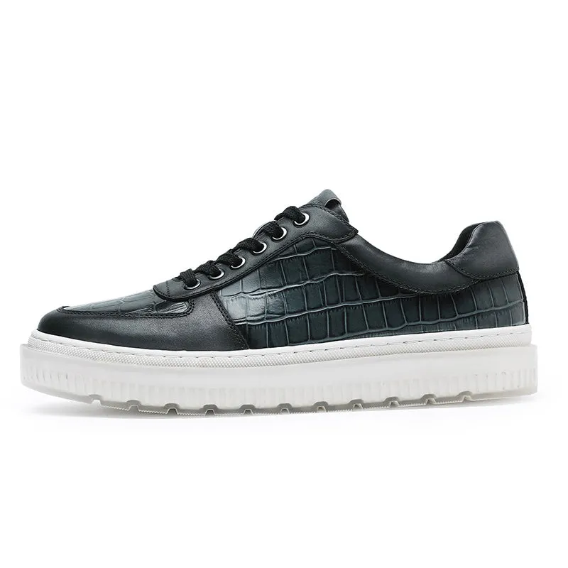 TNV Casual Leather Shoes Genuine Leather Thick Bottom Sneakers Laces Up  Breathable DS3337