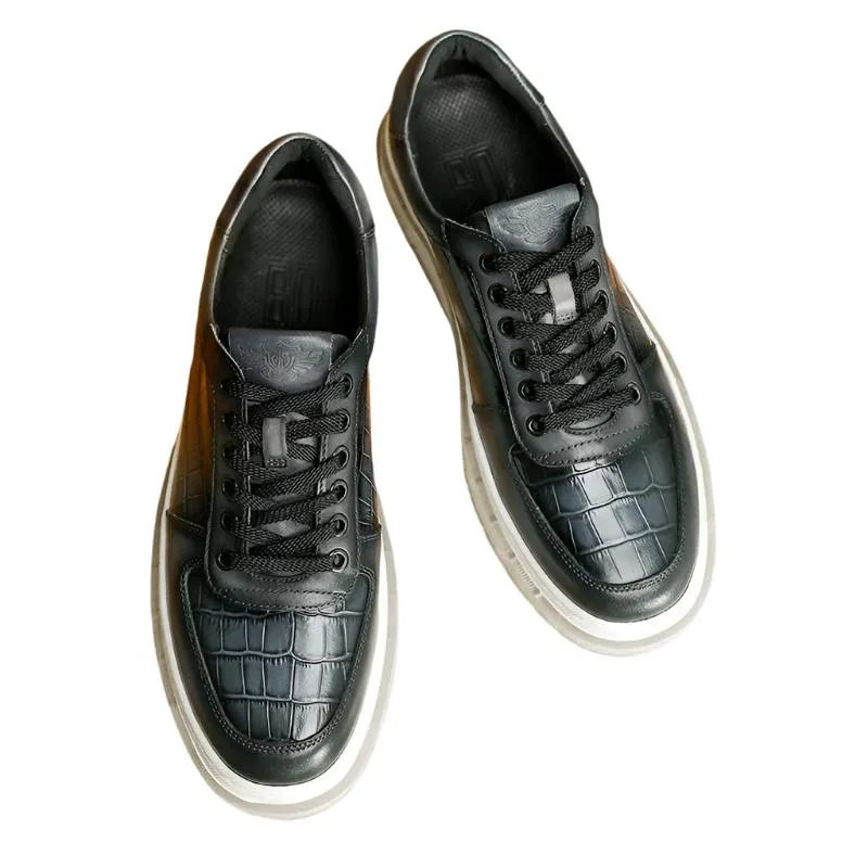 TNV Casual Leather Shoes Genuine Leather Thick Bottom Sneakers Laces Up  Breathable DS3337