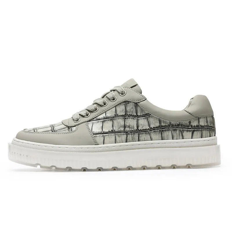 TNV Casual Leather Shoes Genuine Leather Thick Bottom Sneakers Laces Up  Breathable DS3337