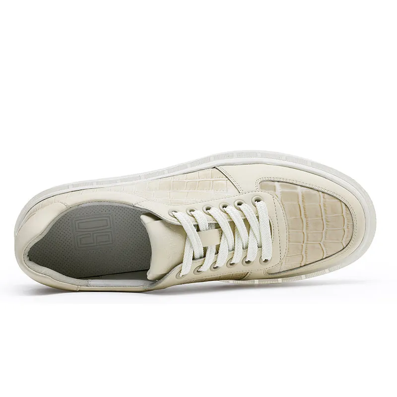 TNV Casual Leather Shoes Genuine Leather Thick Bottom Sneakers Laces Up  Breathable DS3337