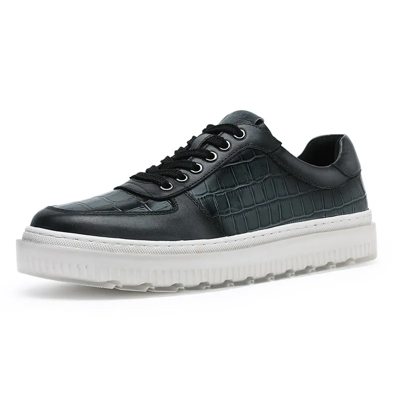 TNV Casual Leather Shoes Genuine Leather Thick Bottom Sneakers Laces Up  Breathable DS3337