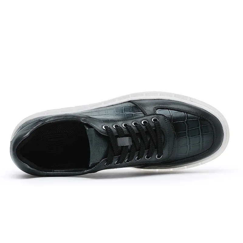 TNV Casual Leather Shoes Genuine Leather Thick Bottom Sneakers Laces Up  Breathable DS3337