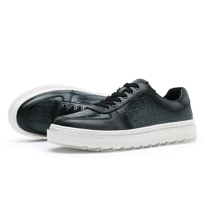 TNV Casual Leather Shoes Genuine Leather Thick Bottom Sneakers Laces Up  Breathable DS3337