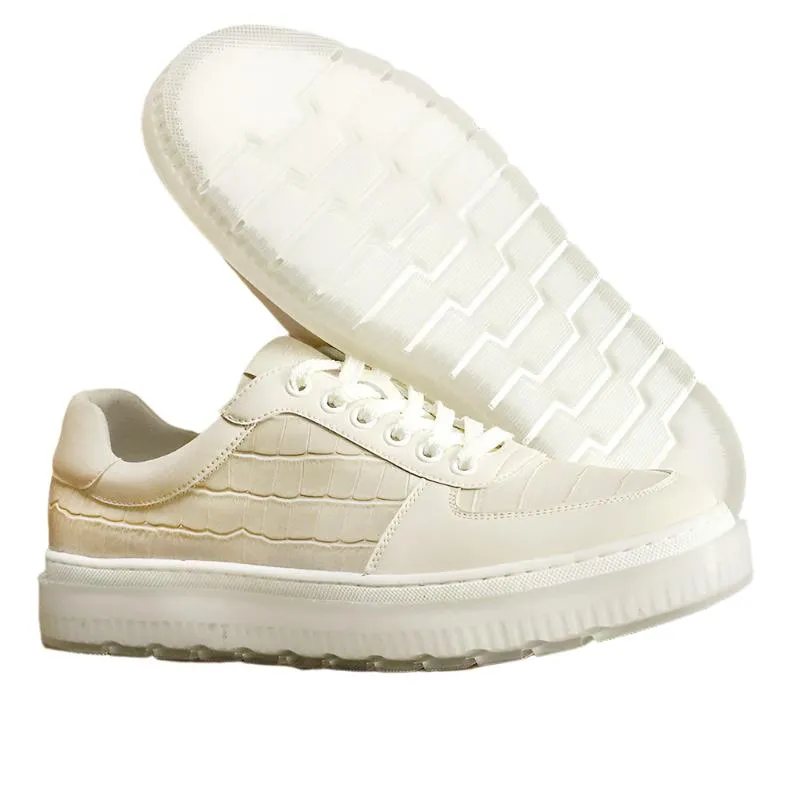 TNV Casual Leather Shoes Genuine Leather Thick Bottom Sneakers Laces Up  Breathable DS3337